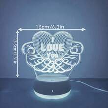 1 قطعة ضوء ليلي ثلاثي الأبعاد بشكل قلب RGB متعدد الألوان (7 ألوان)، يعمل بالطاقة عبر USB، مفتاح لمس، مناسب لديكور المنزل وغرفة النوم والحفلات وعيد الميلاد والكريسماس، إضاءة زخرفية، هدية مثالية