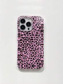 1pc New Minimalist Leopard Print Pattern Phone Case, Shockproof Anti- Soft Transparent TPU+PC Protective Cover, Compatible With IPhone - Multicolor - View 1