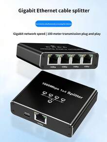 Gigabit Ethernet Cable 1-To-4 Splitter, Allowing Multiple Devices To Use The Internet Simultaneously At High Speed With A Single Network Cable, 1-To-4 Port Sharing Device, RJ45 Network Cable Splitter.