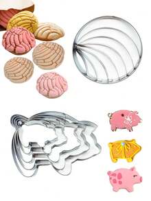 1 pièce/5 pièces Moule à pain mexicain, moule à biscuits, moule à biscuits créatif, emporte-pièce à biscuits en forme de cochon, moule à concha, moules pour pain concha, moules à découper le pain, moules à découper les fruits et légumes, produits de boulangerie, ustensiles de cuisson