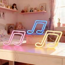 1 Stück LED Musiknoten Neon Schild Neonlicht Wanddekoration Nachtlicht Geschenke für Mädchen Schlafzimmerdekoration Zuhause Feiertags-Party Hochzeitsdekoration Raumdekoration Lichterkette