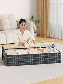 1 Stück faltbare Bettunterlage Kleidungsaufbewahrungstasche, Tasche mit großer Kapazität für Decke und Kissen, flache Aufbewahrungstasche, Aufbewahrungstasche für Schrankoberseite, Aufbewahrungsbehälter für Wohnzimmer und Schlafzimmer, komplett transparente Oberseite für einfaches Herausnehmen der Kleidung, bevorzugt