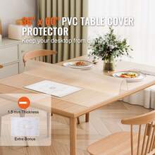 Plastic Tablecloth, 36" X 60", 1.5mm Thick, Frosted Table Protector, Rectangular PVC Desk Pad, Waterproof And Easy-Clean Desk Mat, Table Cover, For Office, Dresser, Dining Room Table, Nightstand - 36x60 Zoll Matt 1,5 mm - View 2