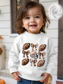1pc Toddler Girls' Casual Printed Crew Neck PulloverPullover Sweatshirte Sweatshirt, Autumn/Winter - Adorable Baby Hooded Sweatshirt Brings Joy And Happiness To Every Child! - White - View 7