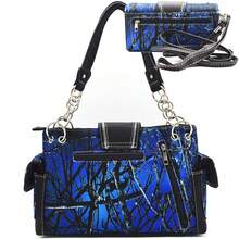 Camouflage Crown Buckle Western Concealed Carry Purse Floral Sparkle Country Handbag Women Shoulder Bag Crossbody Wallet Set - Màu xanh lam - Xem 5