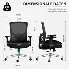 Sedia da ufficio ergonomica, sedia da scrivania con schienale alto da 200 kg, cuscino morbido 3D, braccioli 4D, supporto lombare regolabile, sedia da computer a dondolo da 105°, sedia in rete