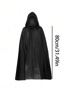 1pc Unisex Adult Hooded Cape, Black Sheer Fabric, Single Layer, Suitable For Witch, Demon, Vampire Roles, For Halloween, Costume Party, Performance, Lightweight Transparent Material - Multicolor - View 10