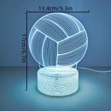 1 قطعة إضاءة ليلية ثلاثية الأبعاد لكرة الطائرة، لمبة مكتب تغيير لون 7 ألوان بلمس، مناسبة لغرفة النوم والمنضدة والصالة، مناسبة كهدية عيد ميلاد وأعياد، تعمل بالطاقة من منفذ USB