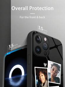 1pc Customized Full Family Portrait Phone Case, Shockproof High-Definition Glass Cover Suitable For IPhone11/12/13/14/15/16/16Plus/16Pro/16ProMax/17/17Pro/17ProMax/17Air/A17/A16/A07/A06/S25/S25Ultra/S25Edge/G9/9RO/9ProXL And Other Phone Models - Black - View 4