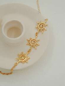 1pc Fashionable, Elegant & Graceful Triple Sun Rhinestone Anklet, Suitable For Daily Wear, Weddings, Parties, Holidays Gift