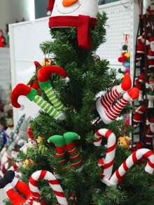 1 buc Crăciun Elf picior ramură inserții ornamente, decorațiuni ornament brad de Crăciun, Moș Crăciun și Crăciun Elf figurină picior, decor scenă, decor festivaluri, decor cameră, decor casă, decor birouri, decor petrecere tematică, decor Crăciun, picior de Crăciun