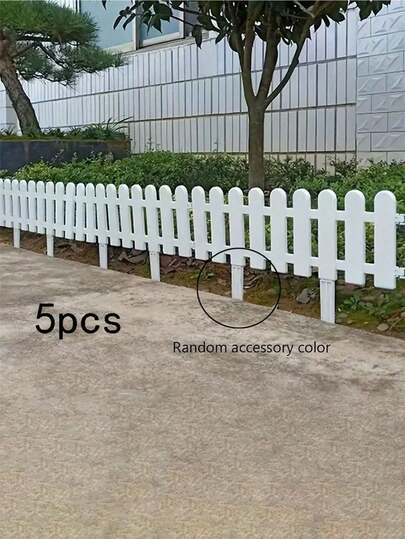 8 peças de cerca + 16 inserções de solo Cerca de jardim de PVC branca - Estrutura decorativa multifuncional para ambientes internos e externos, adequada para decoração de pátios, vilas e pátios de campus