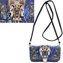 Camouflage Crown Buckle Western Concealed Carry Purse Floral Sparkle Country Handbag Women Shoulder Bag Crossbody Wallet Set - Màu xanh lam - Xem 8
