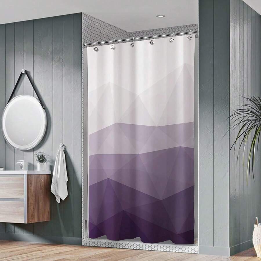 Popular Ombre Blue Fabric Contemporary Shower Curtains For Bathroom Dcor - 紫色 - 查看 1