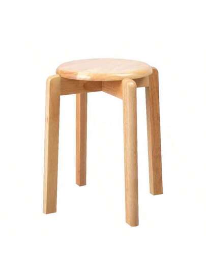 1pc European Solid Wood Stool, Square Round Home Commercial Dining Tafel Natural Walnut Chair, Room Factory view 5