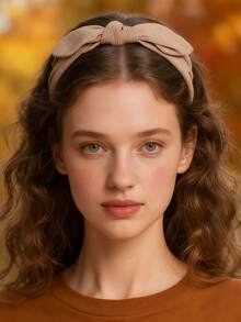 Set de 6 diademas de orejas de conejo de unicolor elegante y minimalista en colores oscuros, adecuadas para atuendos diarios de otoño/invierno, accesorios para el cabello, diademas cálidas y pañuelos para mujeres