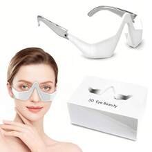 GCCSJ Eye Massager,Microcurrent Red Light Therapy Eyelift Device - Under Eye Massager Glasses With LEDred Light, Anti-Aging Eye Beauty Tool For Reducing Dark Circles, Puffiness & Wrinkles, Eye Strain Reliever For Daily Use At Home/Office, Portable Eyelift Massager For Women (White/)