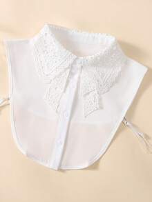 1 szt. Damski biały rozpuszczalny w wodzie haftowany fałszywy kołnierzyk wewnątrz pasujący fałszywy kołnierzyk do codziennego użytku akcesoria damskie walentynki walentynki - Biały - Zobacz 6