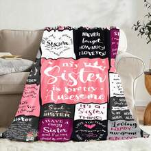 Sister Throw Blanket With Inspirational Quotes - Soft Fleece Blanket For Sisters, Perfect Gift For Sister, Best Friend, Or Family - Cozy Bedding For Women, Girls, And Teens - Sister Is Pretty Awesome Design