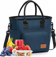 Loncheras para Mujer,gran capacidad,lonchera para hombre,Bolsa de Almuerzo Impermeable,Lonchera Térmica,a Prueba de Fugas,Lunch Bag Reutilizable,para picnic,oficina,camping,al Aire Libre,Azul - Azul marino - Ver 2