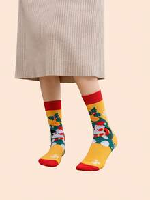 8 Pairs Random Christmas Socks With Cartoon Christmas Elements, Essential Socks For Women In Autumn/Winter - Multicolor - View 4