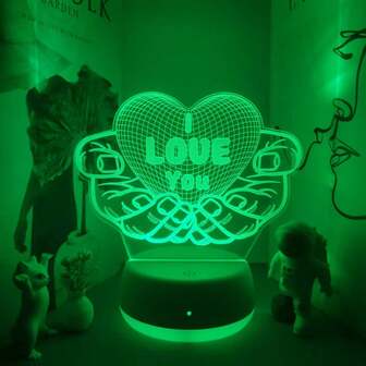 1pc RGB 7-Color Heart Shaped 3D Night Light, USB Powered Touch Switch, Suitable For Home Bedroom Room Party Christmas Birthday Decor Fancy Lighting, Ideal Gift