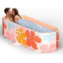 GCCSJ 47" Oval Foldable Ice Bath Tub – Portable Insulated Cold Plunge With 5-Layer Technology, Quick Drain & Waterproof Lid, No-Inflation Free-Standing Soaker For Post-Workout Recovery, Home Spa, Outdoor Camping (Pink) - Pink - View 2