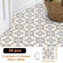 SUPSTICKER 12/36 件波西米亚风格图案地板贴纸，PVC 自粘地砖，即撕即贴，家居装饰防水防污易清洁，适用于卧室、门厅、阳台、楼梯间地板翻新，7.87x7.87 英寸/11.81x11.81 英寸 - 彩色 - 查看 15