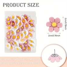 30 szt. trwałych, żywicy ABS, urocze pinezki z motywem kwiatów, z organizerem – różowe i białe kwiaty, idealne na tablice ogłoszeń, do ekspozycji zdjęć w domu i biurze, jako akcesoria do bukietów