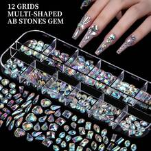 Nail Charms, Nail Rhinestones Kit With 8 Boxes Of Nail Gems, 3D Charms For Nails, Colorful Clear Flatback Rhinestones, Multi Shape Pearls Jewels Crystals For Craft - Multicolor - View 2