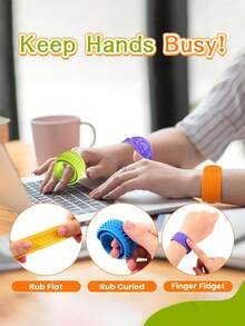 1pc Textured Silicone Bracelet Sensory Toy, Relieves Anxiety, ADHD And Stress, Adult Desktop Wearable Sensory Toy, Travel Airplane Shaped Fidget Toy, Suitable Gift For Men And Women, Holiday Gift - Multicolor - View 4