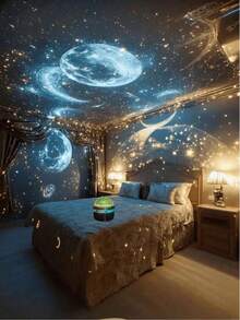 1 Piece Of Aurora Starry Sky Projector Light - USB Powered RGB Night Light, With Remote Control, Multi-Color Wave Light Changing LED Light, Aurora Effect Starry Sky Light, Suitable For Bedroom, Living Room And Home Festival Party Decoration Atmosphere Light, Creating A Romantic Aurora Starry Sky Atmosphere Around! It Is A Perfect Gift For Christmas, Valentine's Day And Various Festivals! - Multi-color light - 查看 3