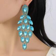 1 par de pendientes colgantes con colgante de hoja colorida, accesorios de pendientes largos formales