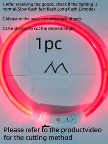 1 pieza Collar de mascota LED recargable de PVC, 3 modos de iluminación, visible por la noche para la de la mascota, adecuado para perros y gatos pequeños a grandes, collar festivo, longitud ajustable. Confirme que el tamaño del producto sea adecuado para el peso de su mascota para evitar daños.