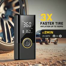 Carsun Tire Lnflator Portable Air Compressor Tire Air Pump ,150PSl Portable Air Pump For Car Tires With Pressure Gauge With Auto Shut-Off,LED Light,2600mAh*3 Electric Air Pump Quick Inflation For Cars, Motorcycles, Bikes, Tires, Balls,Car Women Accessores