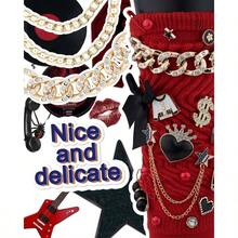 85 Pcs Junk Socks Charms Kit, Black And Red Charms Socks, Brooches And Pins Women, ShoeCharms With Bows, Sneakers Kit With Pearls Rhinestones Chains - Đen và Đỏ - Xem 6