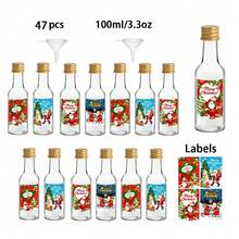 47 Stück/5 Stück leere Weinflaschen zu Weihnachten. Getränkespender Flaschen. Plastik, wiederverwendbare Flaschen mit Etiketten und Kappen. Sie können als Chili-Sauce oder Getränkeflaschen verwendet werden. Kompakt und tragbar, geeignet für Outdoor-Abendessen, Weihnachtsfeiern und andere Feiertage.