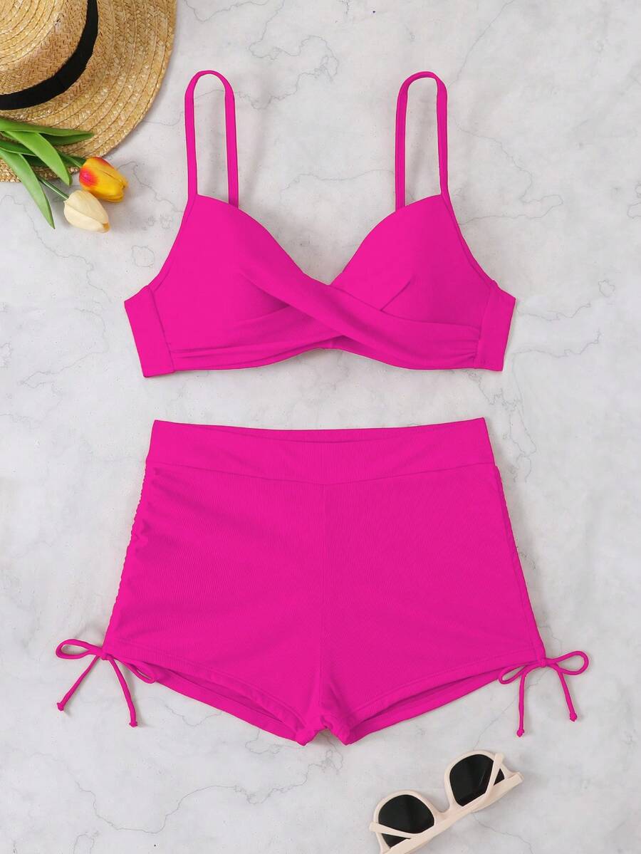 WD VEST Bikini Plus Size Central Elegant Beautiful SUMMER 2024 XX510 - 玫紅色 - 查看 1