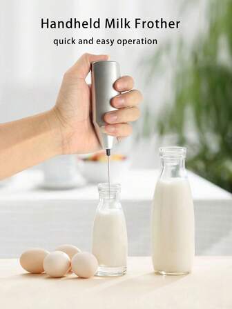 AOYI Milk Frother Electric Mixer, Small Hand Blenders For Kitchen, Coffee Mixing Wand, Handheld Whisk Stirrer For Latte, Cappuccino, Hot Chocolate, Juice, Soup, Smoothie, Puree, Baby Food, Milkshake, Home Baking, (AA Batteries Not Included)
