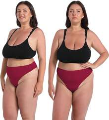 High Waisted Cotton Thongs For Women, Breathable Plus Size Multipack - 黑色*1 白色*1 軍綠色*1 酒紅色*1 藍色*1 卡其色*1 - 查看 11
