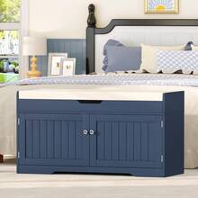 36,2-Zoll-Schuhbank mit anhebbarem Stauraum, Aufbewahrungsbank mit gepolstertem Sitzkissen, Eingangsbank mit 2 verstellbaren Regalen, für Eingangsbereich, Wohnzimmer, Schlafzimmer