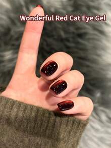 annies 10毫升秋冬红色猫咪磁性凝胶指甲油 2025新款精美樱桃酒红色猫眼凝胶指甲油 - 彩色 - 查看 3