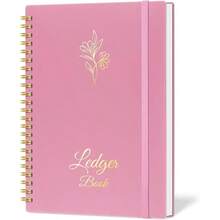 Accounting Ledger Book Small Business Bookkeeping Personal Use, Expense Tracker Notebook Family Budget, Bookkeeping Record Book, Income And Expense Log Book - 8.4x 6.1 Pink - Pink + Medium(8.4" X 6.1" ) - View 2