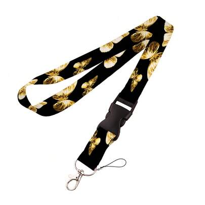 Butterfly Series Phone Lanyard, Bus/Meal Card Polyester Strap, Anti-Lost Work ID, Couples/Holiday Gift