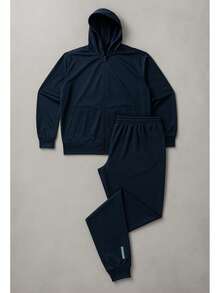 Dry Fit Set: Cold Weather Top + Jogger Pants With Reflective Detail - 海洋 - 查看 1