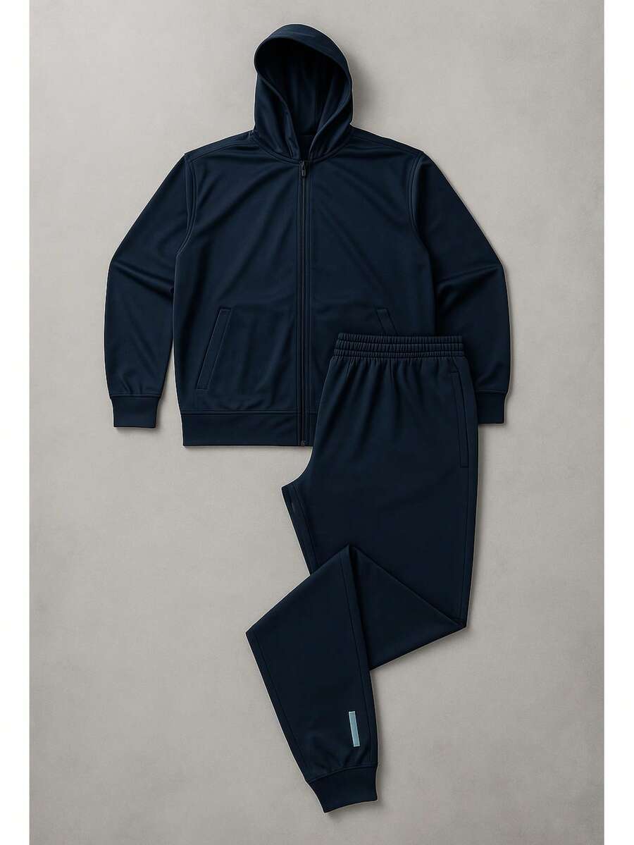 Dry Fit Set: Cold Weather Top + Jogger Pants With Reflective Detail - 海洋 - 查看 1