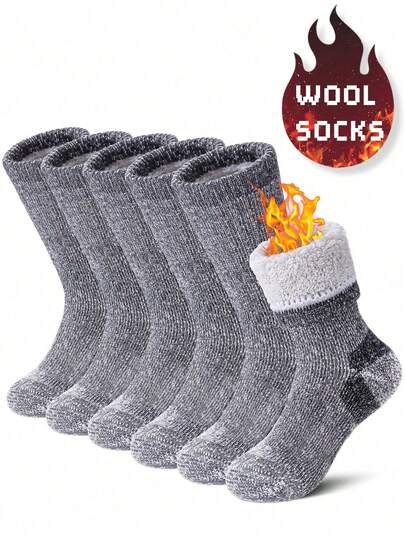 6/3/1 par supertjocka ullstrumpor, varma ullstrumpor för män, bekväma och mjuka ullstrumpor, julklapp till pappa, lämpliga för kallt väder, långa strumpor, vinter, svarta strumpor, varma damstrumpor, casual tjocka absorberande och bekväma rundstrumpor, hållbara för höst/vinter, unisex