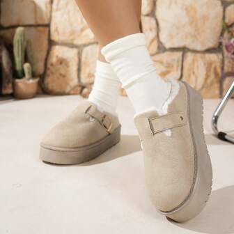 休闲扣式时尚百搭女士室内/室外保暖拖鞋