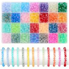 1 Box 28 Colors 6mm Solid Color & Ombre Glass Beads, Jewelry Making Kit