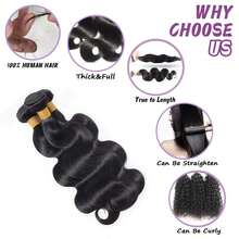 3pcs Body Wave Human Hair Bundles Real Hair Extensions For Women Double Weft Wet And Wavy Texture Water Curly Wave Bundles Human Hair Weaving Easy To Wear Daily Styling - Natural Black - View 4